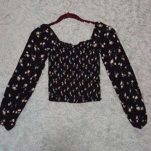 American Eagle Outfitters Black Floral Blouse